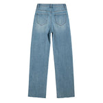 Risen Jeans Rose Embroidered Lace-Cut Jeans with Pearl Beading