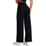 High-Waisted Solid Color Wide-Leg Yoga Pants