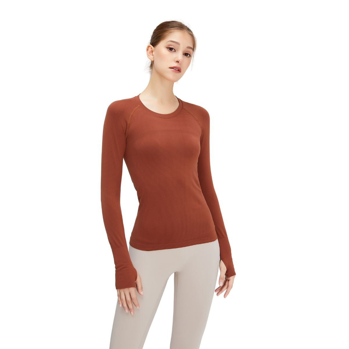 Thumb Holes Seamless Long-Sleeve Shirt