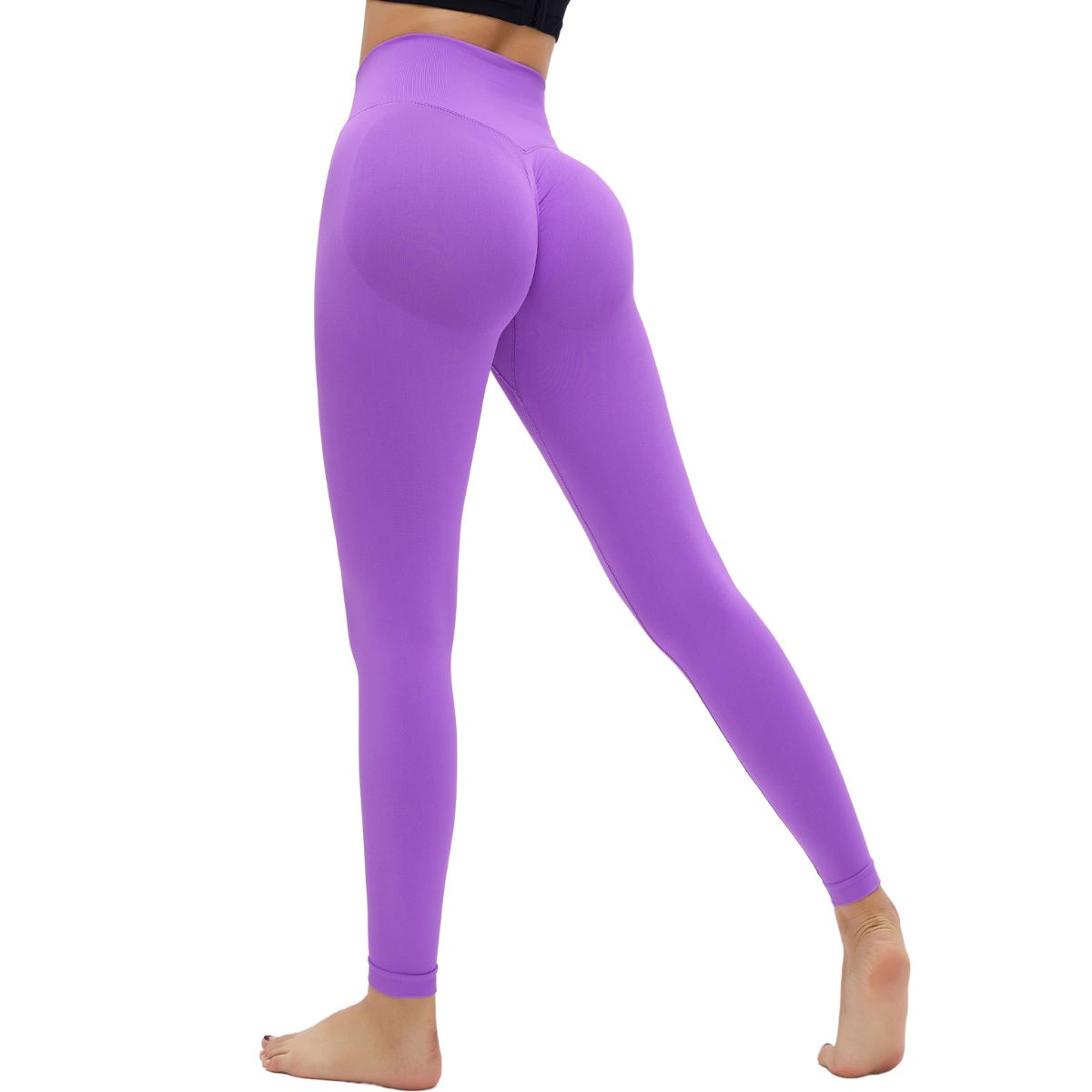 Leggings de yoga de cintura alta y color liso
