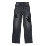 Risen Jeans Pearl-Embellished Floral-Embroidered Whisker Jeans
