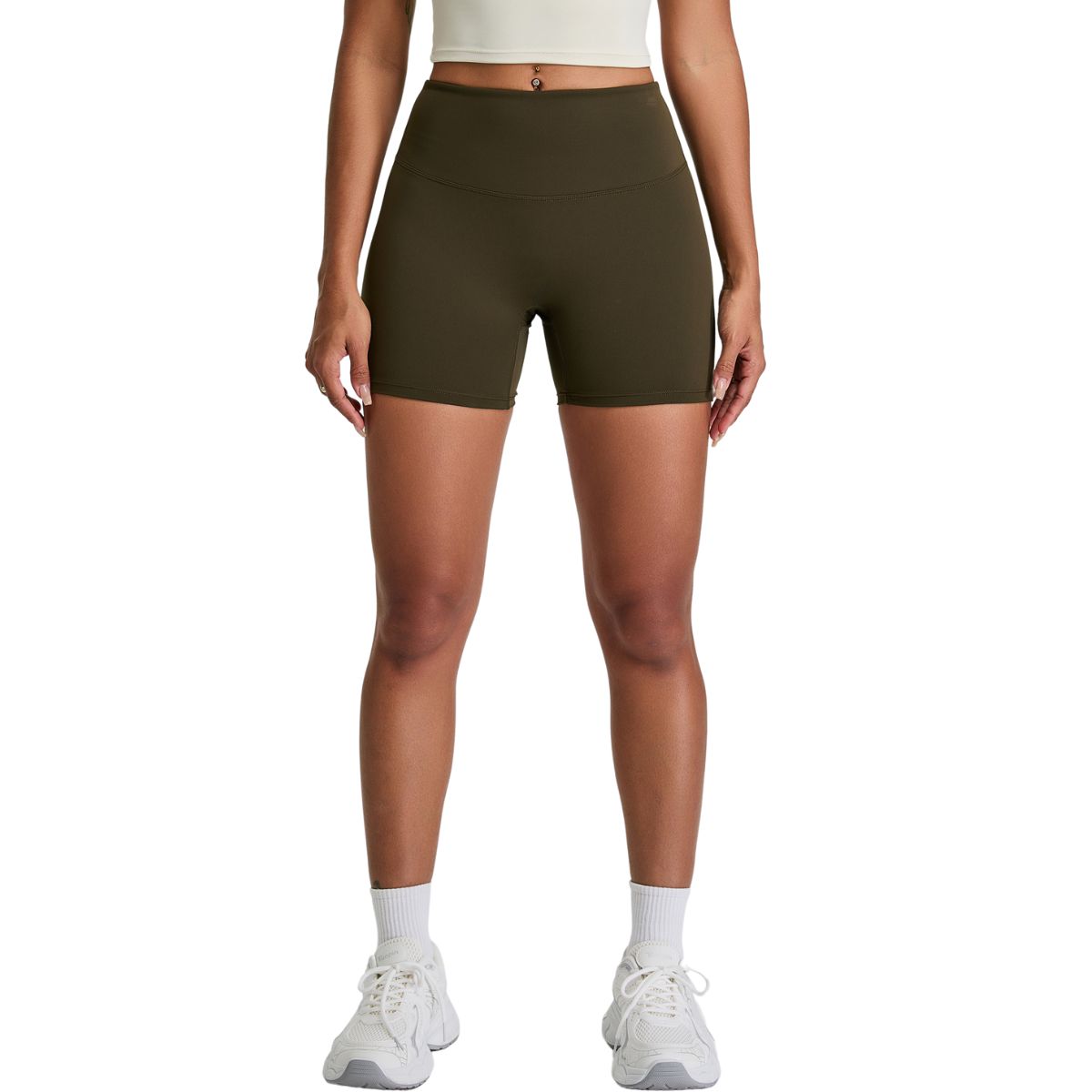 Solid Color Booty-Lifting Yoga Shorts