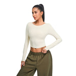 Low-Back Seamless Long-Sleeve Crop Tee