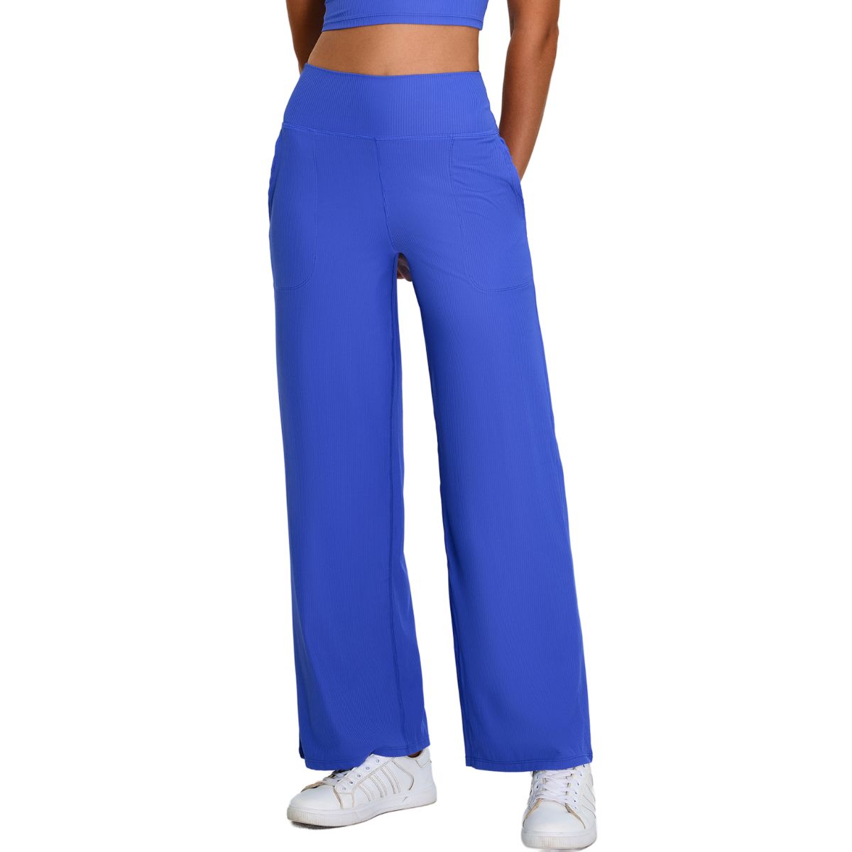 High-Waisted Solid Color Wide-Leg Yoga Pants