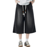 Pantalones vaqueros cortos lavados con cintura con cordón