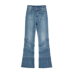 Risen Jeans Pearl-Embellished Embroidered Patchwork Cut-Out Jeans
