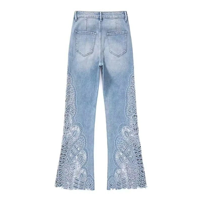 Risen Jeans Lightweight Embroidered Cut-Out Bootcut Jeans