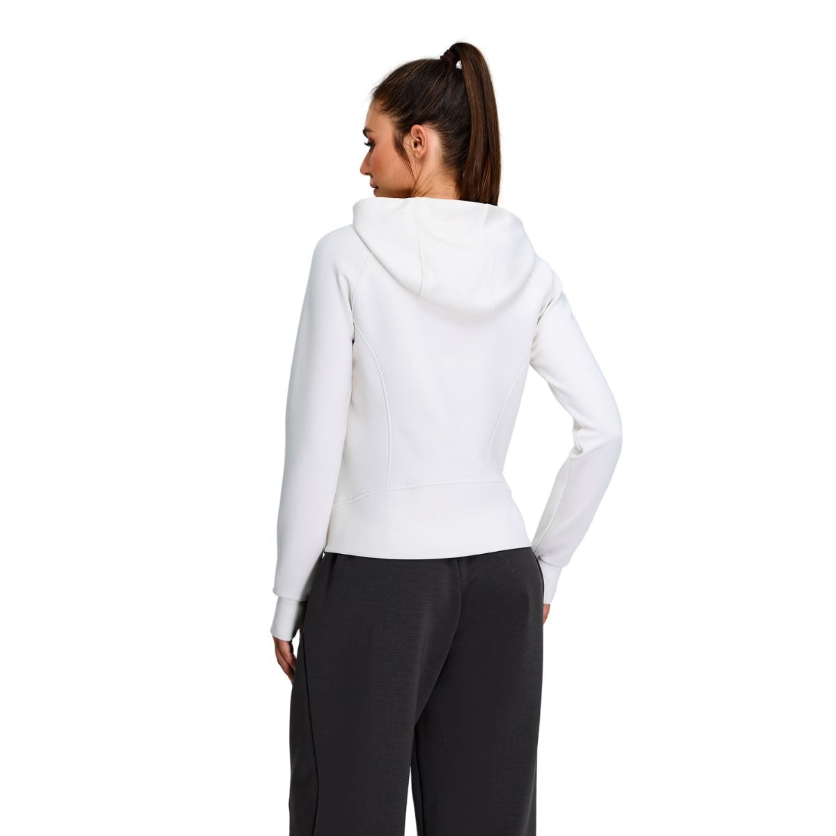 Sudadera con capucha y cierre completo, de color liso y corte holgado
