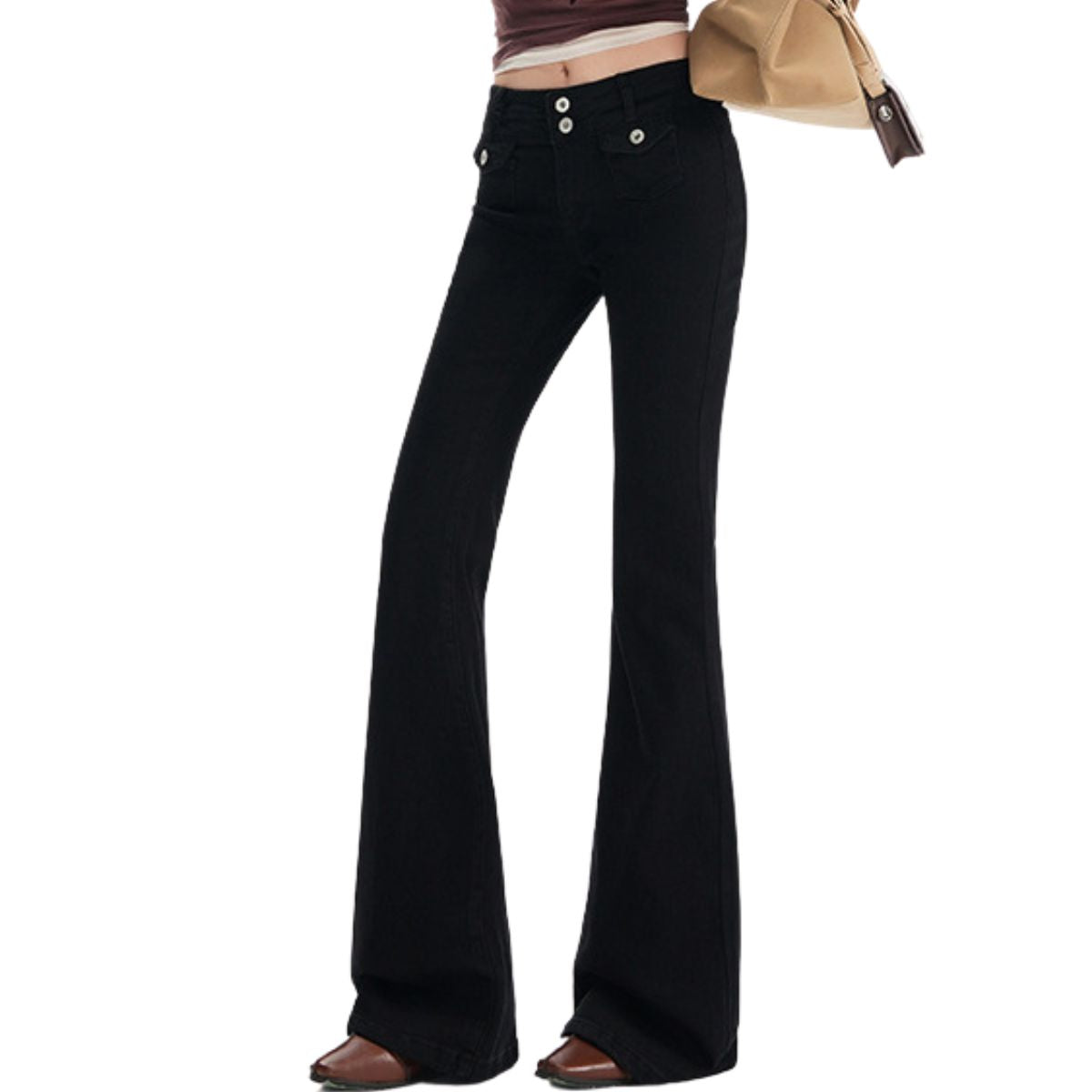 Women's Low-Waisted Flared Knit Jeans