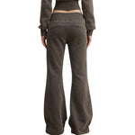 Low-Rise Washed Fleece Flare Sweatpants