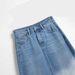 Embroidered Patchwork Cut-Out Denim Skirt