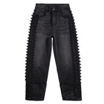 Risen Jeans Rhinestones & Pearls Embroidery Patchwork Ankle Jeans