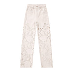 Risen Jeans High-Rise Embroidery Cut-Out Wide-Leg Jeans