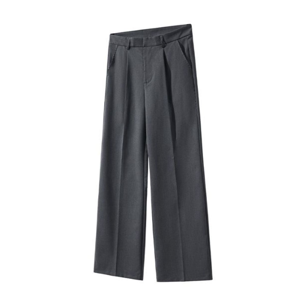 Solid-Color Single Pleat Trousers