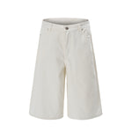 White Baggy Bermuda Denim Shorts