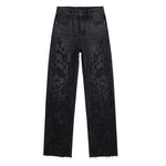 Risen Jeans Rhinestone & Rope Embroidery Straight Leg Jeans