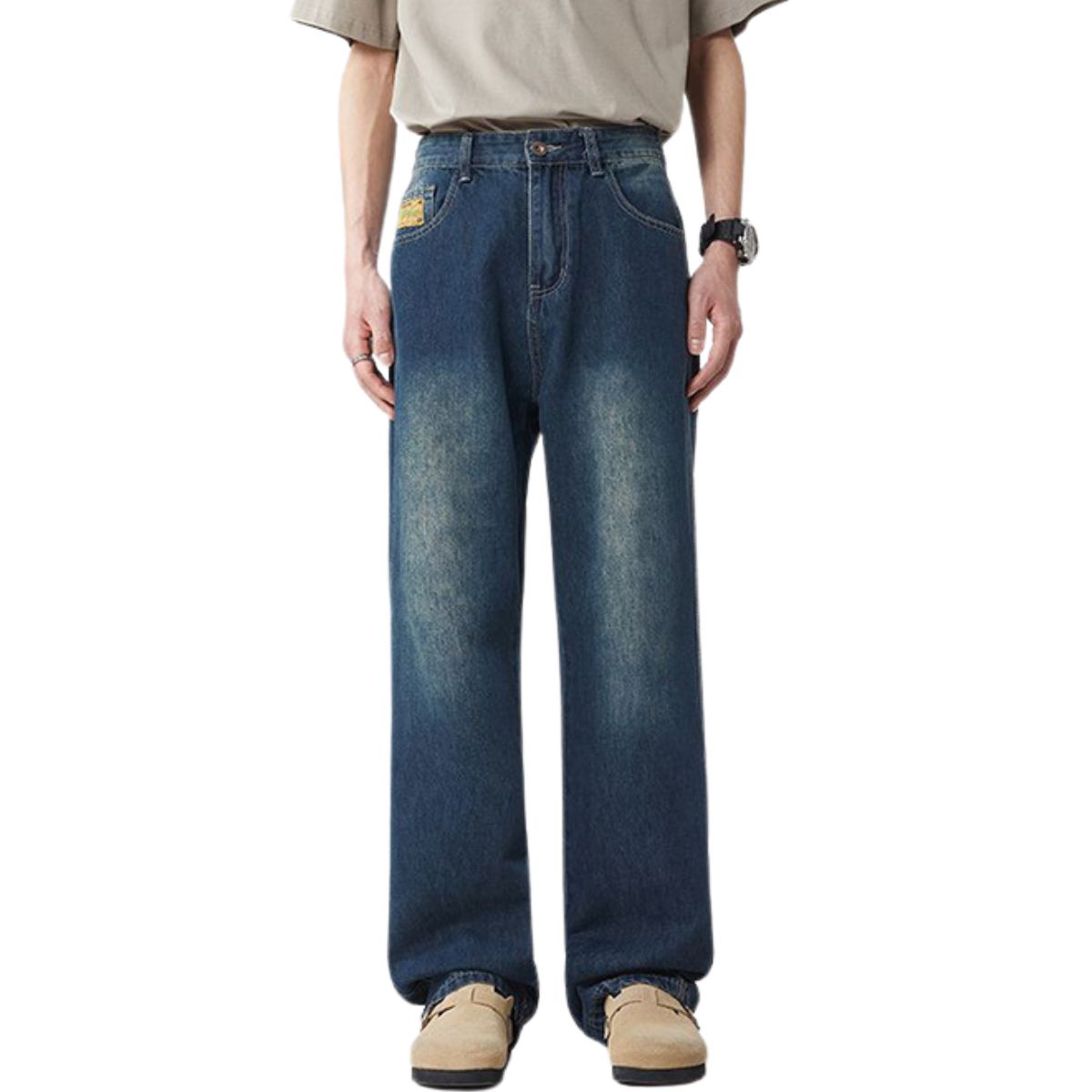 Elasticated Waist Classic Straight Leg Jeans