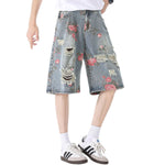 Bermudas vaqueras rasgadas con estampado floral