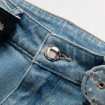 Risen Jeans Wide-Leg Rhinestone & Embroidered Cut-Out Jeans