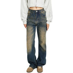 Mud WashedRelaxed Fit Vintage Wash Denim Jeans