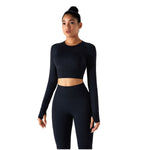 Camisa corta de manga larga con agujeros para los pulgares