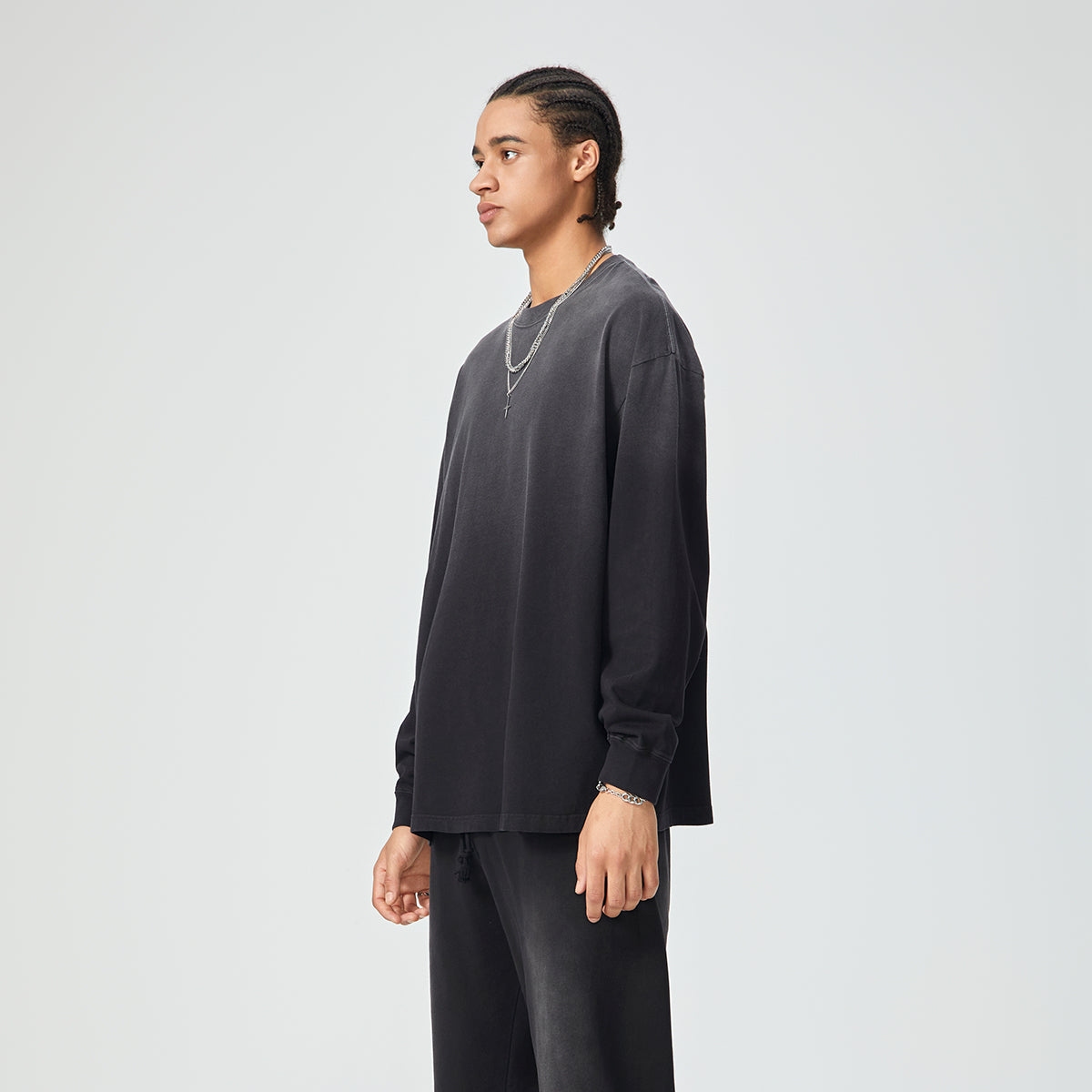 Crew Neck Stone Wash Long Sleeves Tee