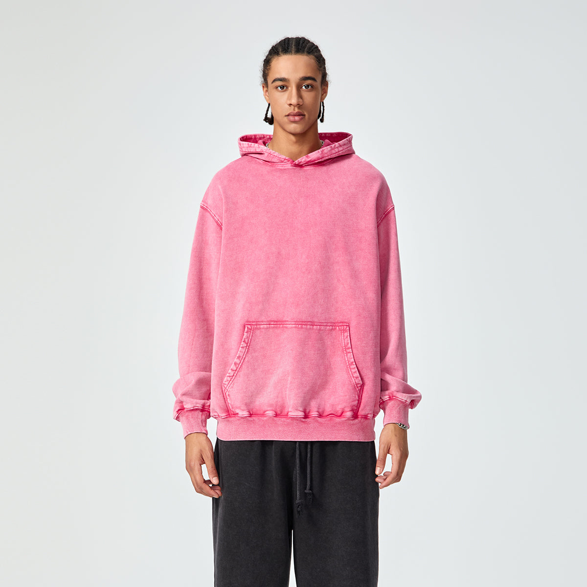 Washed Faded Kangaroo Pocket Hoodie