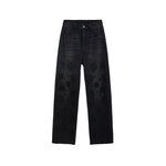 Risen Jeans Rose Embroidered Lace-Cut Jeans with Pearl Beading