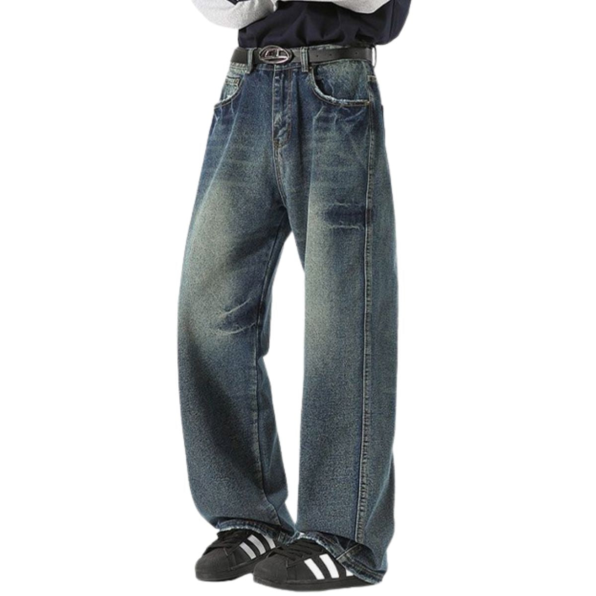 Tie-Dye Wash Distressed Baggy Jeans