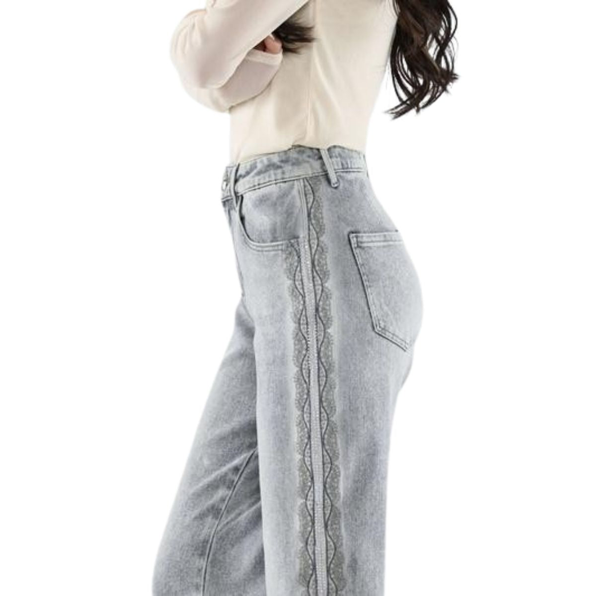 Risen Jeans Relaxed-Fit Patchwork Embroidered Cropped Jeans