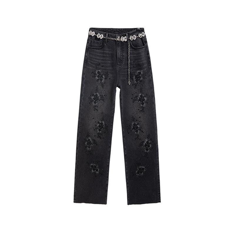 Risen Jeans Pearl-Beaded & Rhinestones-Transferred Embroidered Jeans