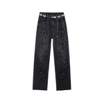 Risen Jeans Pearl-Beaded & Rhinestones-Transferred Embroidered Jeans
