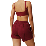 Women's Solid Pleated Cotton Shorts