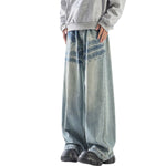 Mud Washed3D Crinkle Tie-Dye Wide-Leg Denim Jeans