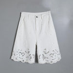 Pearl-Embellished Asymmetric Cut-Out Shorts