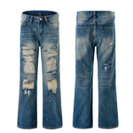 Vaqueros rotos, parcheados y pintados