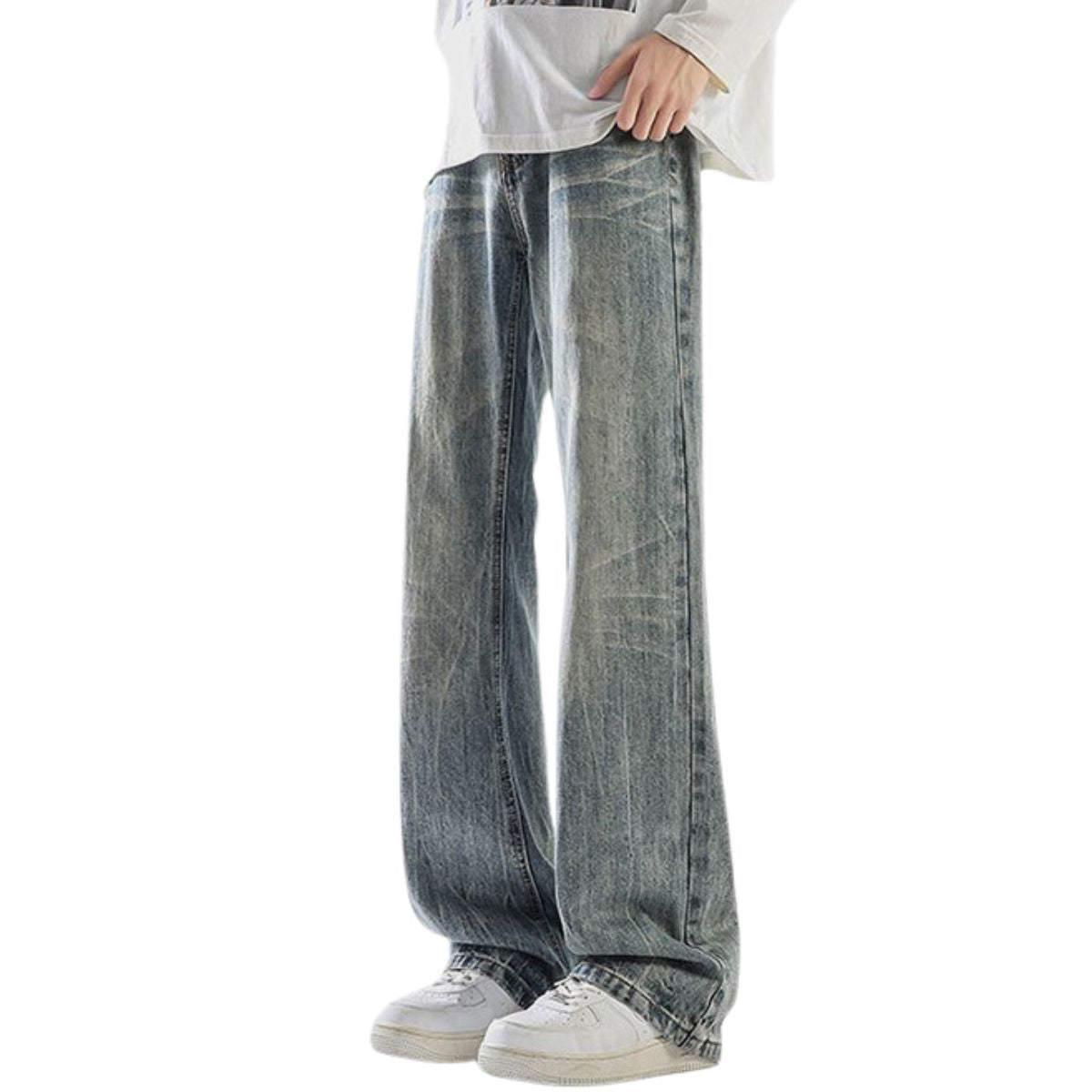 Classic Straight Leg Whisker Denim Pants