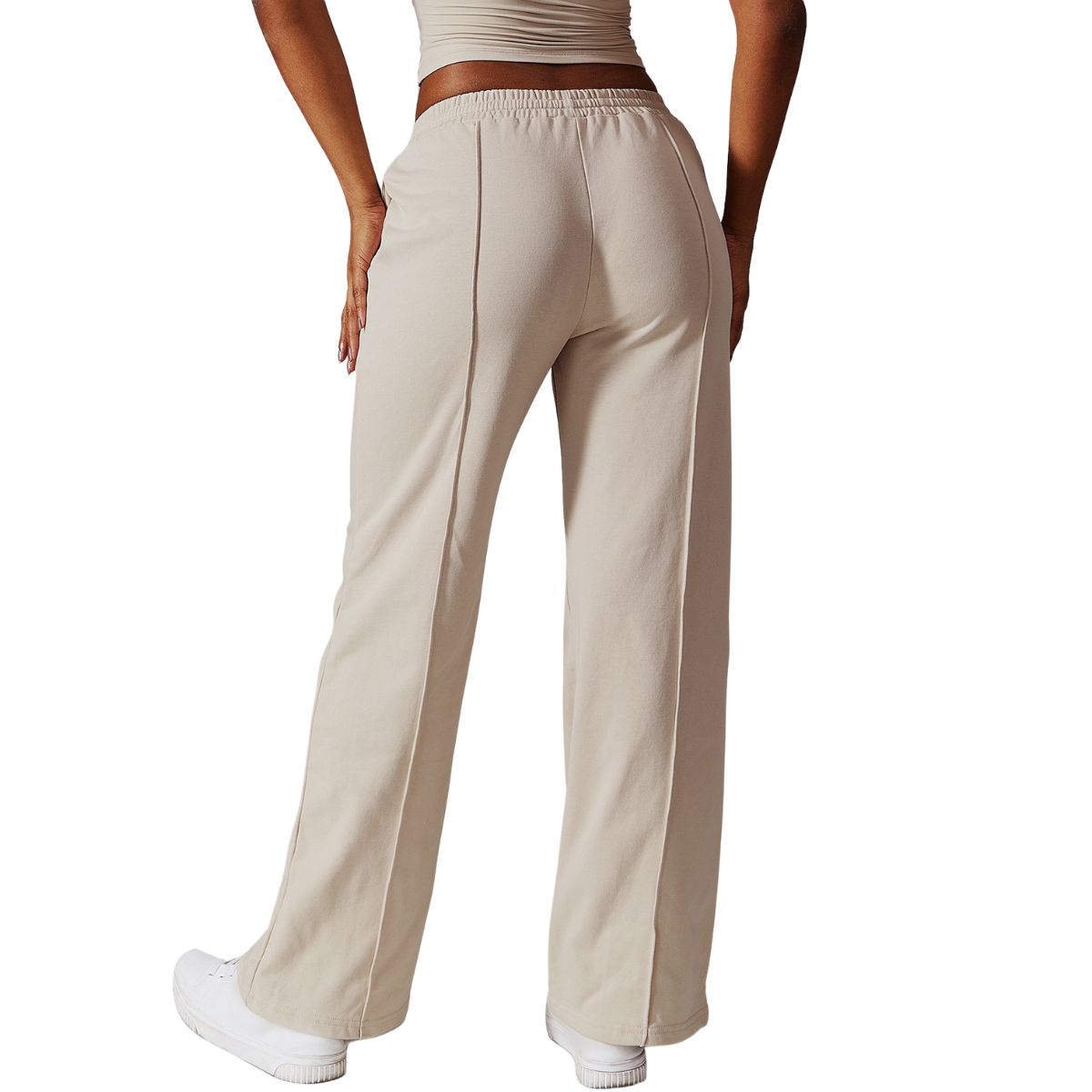 Women's Solid Pleated Cotton Trousers