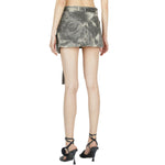 Belted Denim Cargo Mini Skirt