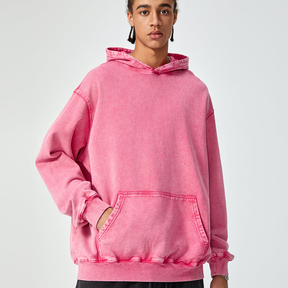 Washed Faded Kangaroo Pocket Hoodie