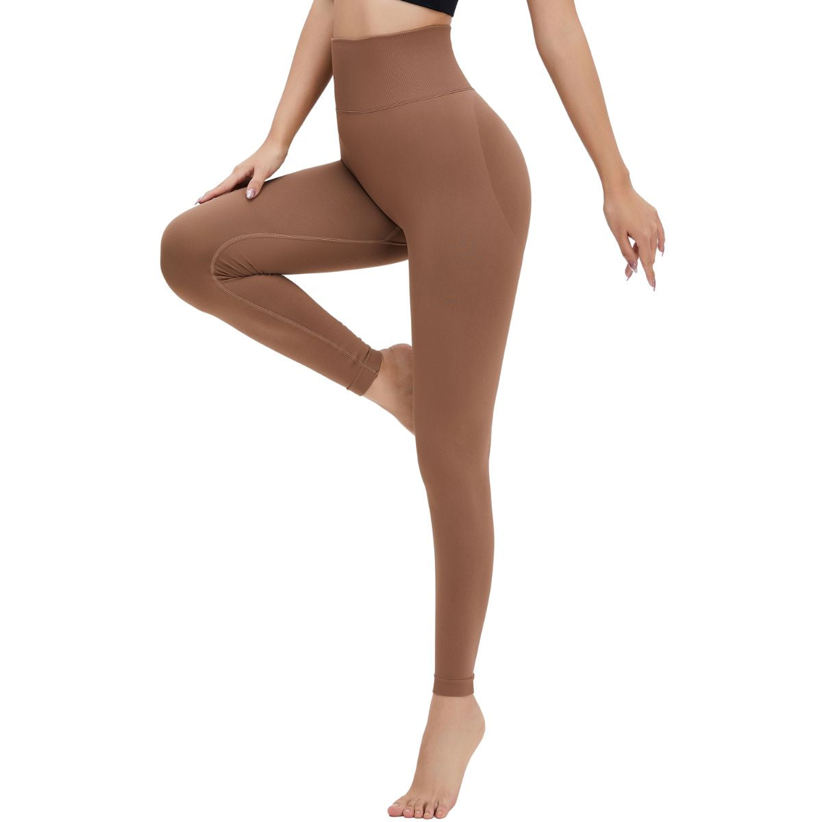 Leggings de yoga de cintura alta y color liso