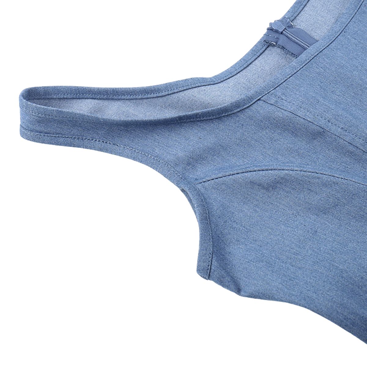 Vestido mini de mezclilla con apliques florales