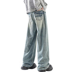Mud Washed3D Crinkle Tie-Dye Wide-Leg Denim Jeans