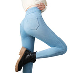 High-Waisted Button-Front Skinny Jeggings