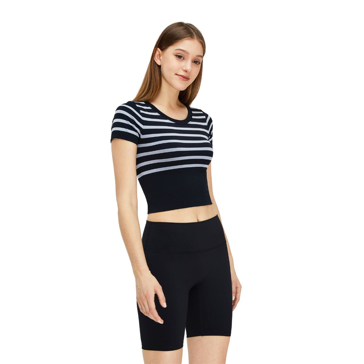 Striped Cropped Short-Sleeve Tee