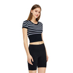 Striped Cropped Short-Sleeve Tee