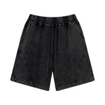 Heavy-Wash Baggy Patchwork Shorts
