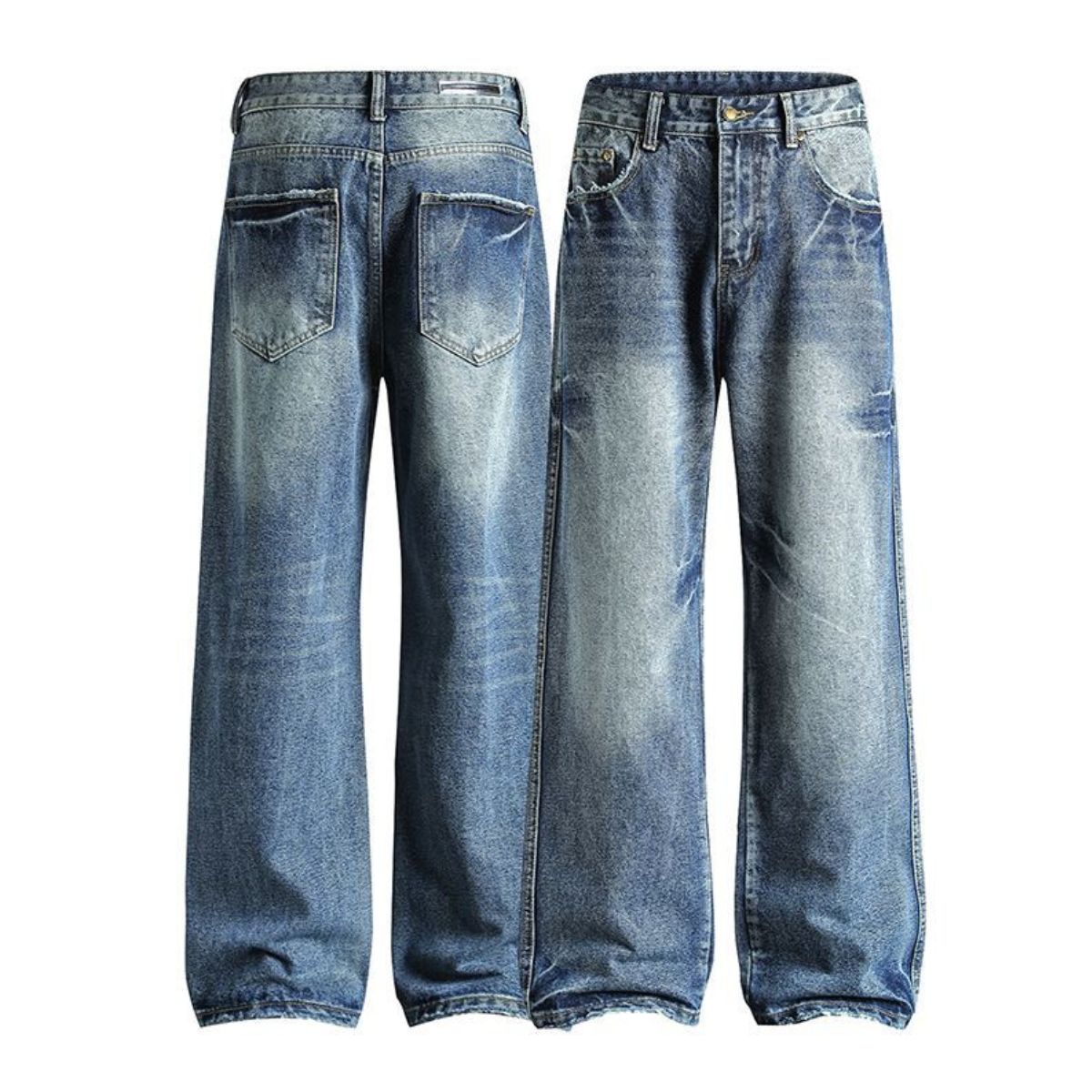 Tie-Dye Wash Distressed Baggy Jeans