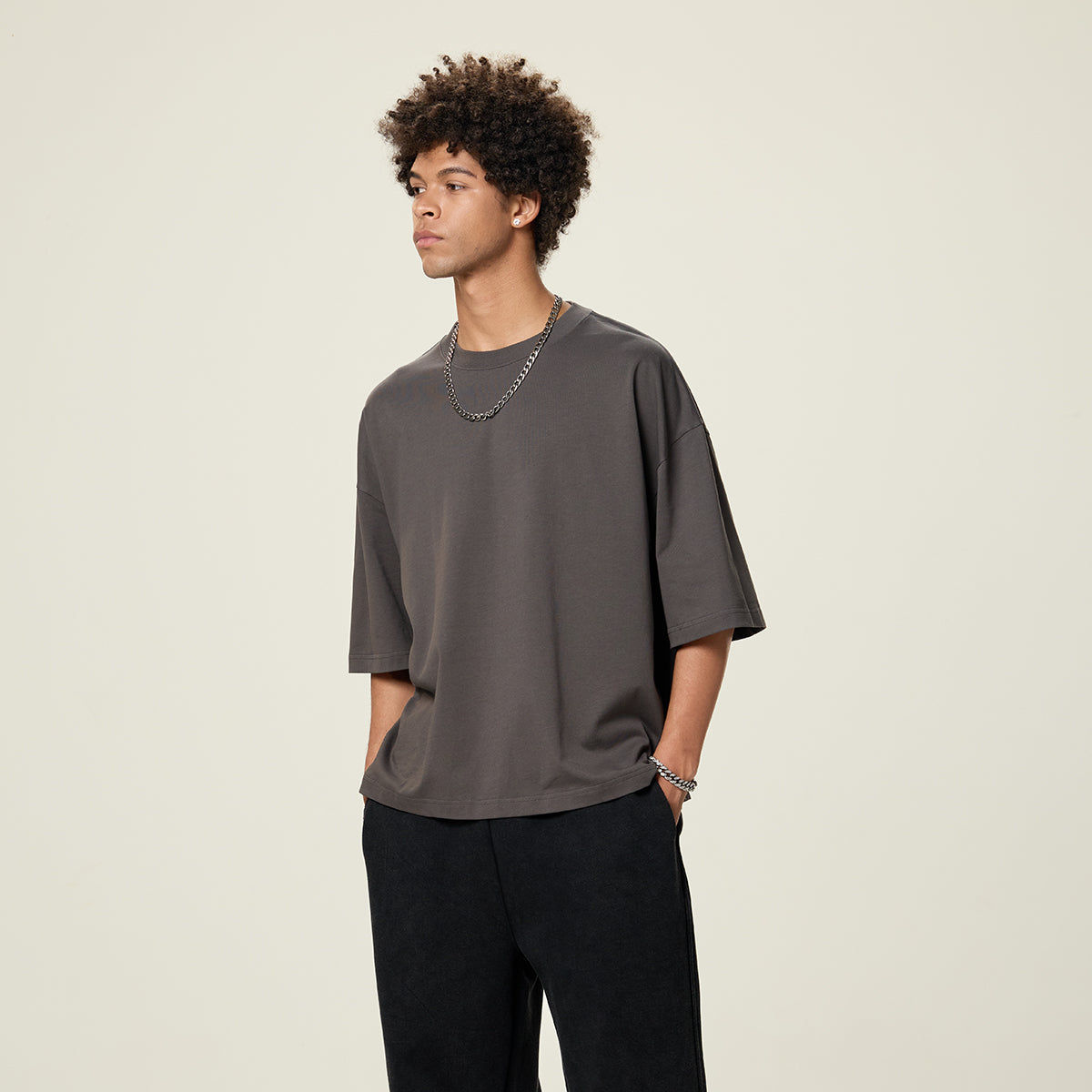 Plain Color Boxy Cotton T Shirt 6.9oz