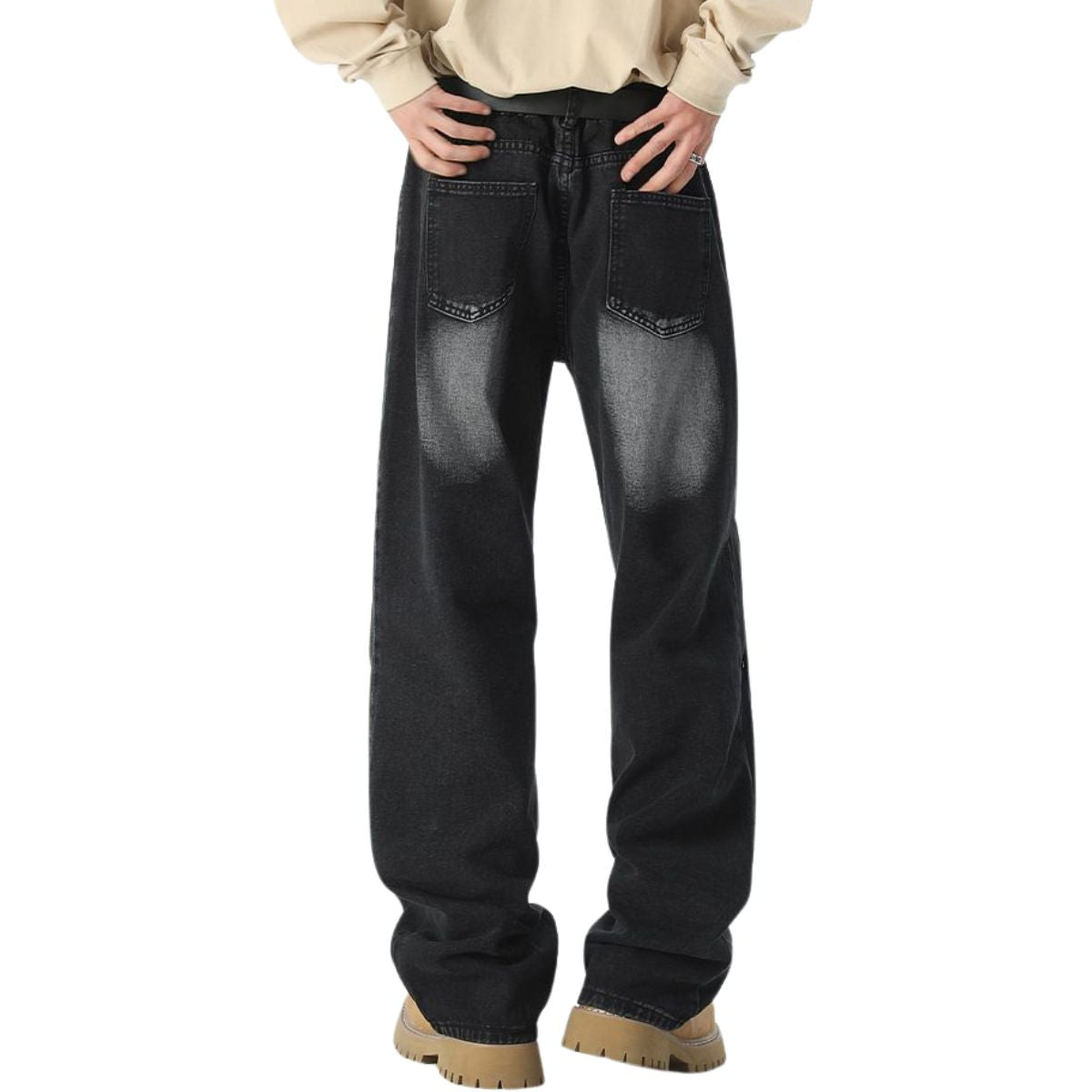 Trendy Buttoned Mock-Slit Wide-Leg Jeans